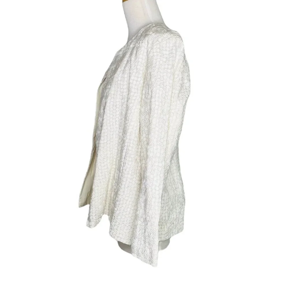 Eileen Fisher Open Front Swing Jacket Embroidered Cotton Square SZ M NWT - Picture 9 of 14